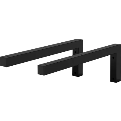 Afbeelding van Muurbeugel Set van 2 Hoek L vorm 40x15 cm Zwart staal ML Design