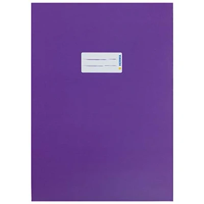 Afbeelding van HERMA 19756 Kartonnen notitieboekjes, DIN A4, boekhoezen met tekstveld, van stevig en extra sterk papier, set 10 voor schoolschriften, paars/violet