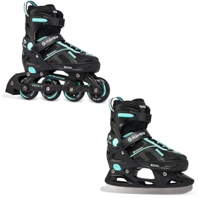 Afbeelding van RAVEN 2in1 skates Inline Inliner Pulse verstelbaar (Zwart/Cyan, 40 43(25,5cm 28cm))