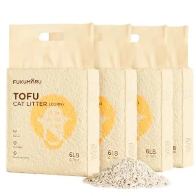 Afbeelding van FUKUMARU Tofu Kattenbakvulling 10.8 kg, Klontvormend kattengrit, Gemengde maïskorrels, Stofvrij en Gemakkelijk klontvormend, Geurcontrole, Doorspoelbaar, Lage resten