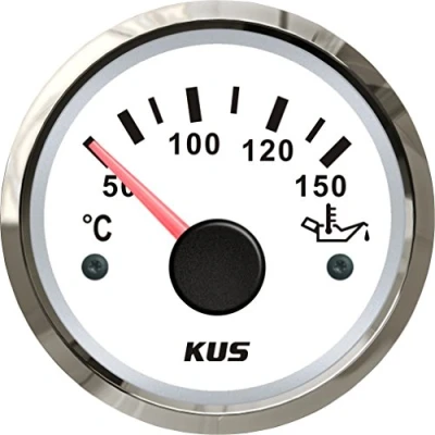 Afbeelding van KUS Olie Temp Temperatuurmeter Meter Indicator 50 150℃ Met Achtergrondverlichting 12V/24V 52MM (2&quot;) (Wit)