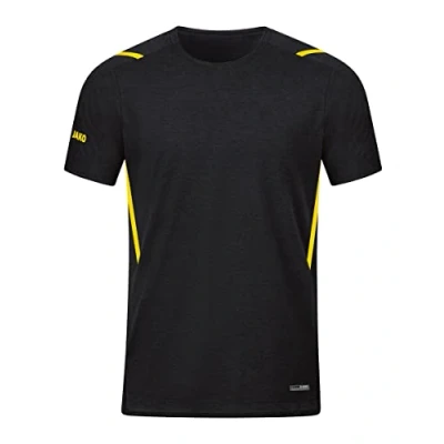 Afbeelding van T shirt Challenge Zwart gemeleerd/citroen / XL