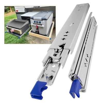 Afbeelding van AOLISHENG Zwaar uitgevoerde ladegeleiders met slot, sterke vergrendeling, ladegeleiders, volledig uittrekbare maximale belasting 120 kg, 300, 350, 400, 450, 500, 550, 600, 650, 700,