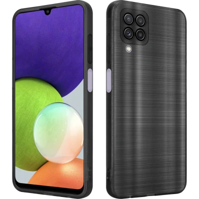 Afbeelding van Cadorabo Hoesje geschikt voor Samsung Galaxy A22 4G in Brushed Zwart Beschermhoes Case Cover TPU silicone