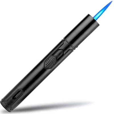 Afbeelding van Yeuligo Gasaansteker, 15,2 cm (6 inch), butaanaansteker met zichtbaar venster, winddichte aansteker, verstelbare straalvlam voor barbecue, fornuis, kaars, keukenfornuis, kookplaten, herengeschenken,