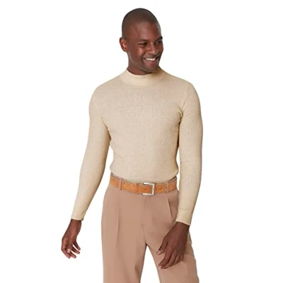 Afbeelding van Trendyol Heren Plain Slim Sweater met hoge hals, Ecru, M, M