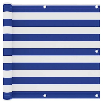 Afbeelding van vidaXL Balkonscherm 90x500 cm oxford stof wit en blauw