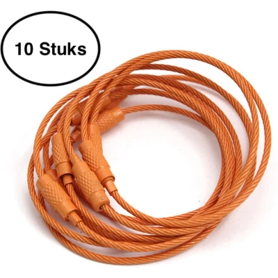 Afbeelding van Staaldraad sleutelring 15 cm Sleutelhanger Split ring centimeter 10 stuks Oranje