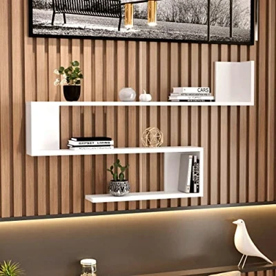 Afbeelding van Wandplank Kitee 120x14,5x71,5cm wit