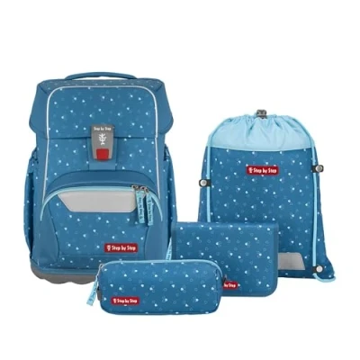Afbeelding van Rugzak Step by polyester Basis set 4dlg Blue Hearts gevuld etui g