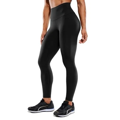 Afbeelding van CRZ YOGA Vrouwen Knuffelen Gevoelende Compressie Leggings 28 Inches met Hoge Taille Dikke Buikbeheersing Workout zwart XS