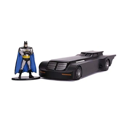 Afbeelding van Jada Toys Animated Series Batmobil, zeer gedetailleerd 1:32 modelauto incl. Batman figuur, deuren kunnen worden geopend, met vrijloop, zwart