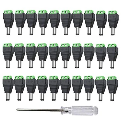 Afbeelding van Aiqeer 30 stuks 12 V / 24 DC stekker mannelijk, 2,1 x 5,5 mm stekker, schroefklem DC, voor CCTV camera (groen)