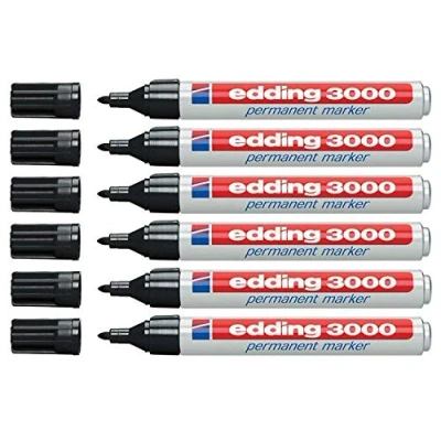 Afbeelding van edding 3000 permanente markers, 1,5 3 mm, navulbaar (6 pack, zwart)