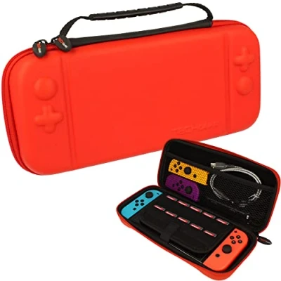 Afbeelding van TECHGEAR Nintendo Switch Hard Protective Carry Travel &amp; Storage Case Cover Voor + Joy Con controllers Game Cards Accessoires, Alle Rood