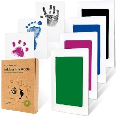 Afbeelding van 4 Pack Voetafdruk En Handafdruk Voor baby&#039;s Inktloos Stempelkussen Poot Stempelafdruk Voetafdrukkit Stempelkussenkits pasgeboren (Holidays)