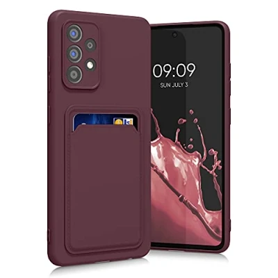 Afbeelding van kwmobile telefoonhoesje geschikt voor Samsung Galaxy A52 / 5G A52s Hoesje met pasjeshouder TPU case in wijnrood