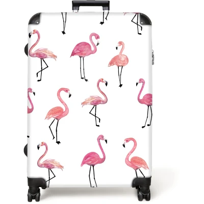 Afbeelding van NoBoringSuitcases.com® Koffer groot Reiskoffer lichtgewicht Flamingo Patroon Roze Meisjes Rolkoffer met 4 wielen Grote trolley XL 98 liter bagage