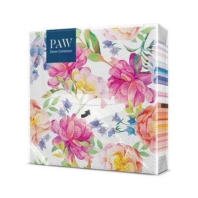 Afbeelding van PAW Decor Collection SDL138000 Papieren Servetten 3laags (33 x 33 cm)20 StuksGedrukt met Inkt op WaterbasisVerjaardag DecoratieTafelversiering Natuur Dieren MotiefOrchid with Peony
