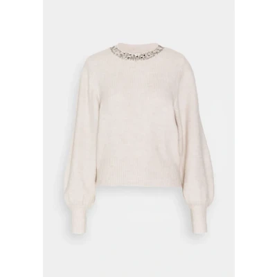 Afbeelding van ONLY Onlelsa Trui, Dames, Maat: XXL, Pumice stone/white melange