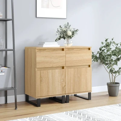 Afbeelding van Dressoirs 2 st 40x35x70 cm bewerkt hout sonoma eikenkleurig