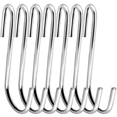 Afbeelding van Swatowot Set van 12 zware S haken 10 cm, vormige haken, grote voor keuken, badkamer, slaapkamer en kantoor (extra groot, zilverkleurig)