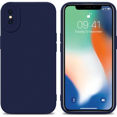 Afbeelding van Cadorabo Hoesje geschikt voor Apple iPhone X / XS in FLUID DONKER BLAUW Beschermhoes TPU silicone Cover Case