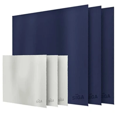Afbeelding van MR.SIGA Premium microvezeldoekjes voor lenzen, brillen, schermen, tablets, 3 stuks in marineblauw met 16 x inch, grijs 6 7 inch
