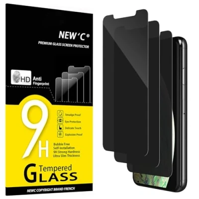 Afbeelding van NEW&#039;C 3 Stuks, Privacy Screen Protector voor iPhone 11 Pro Max, XS Max (6,7 inch), gebalanceerde 35 graden privacyhoek met oogbescherming, ultraduurzame 9H hardheid, bubbelvrij