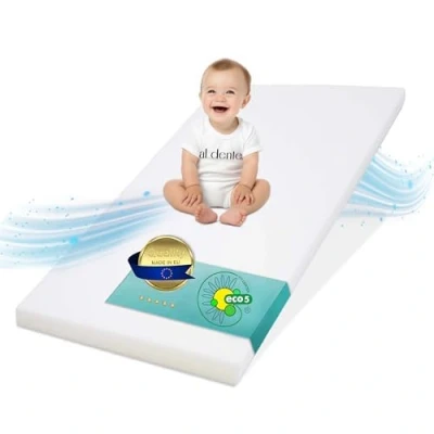 Afbeelding van Best For Kids Kindermatras 70 x 140 cm, inklapbaar kindermatras, babybedmatras rolmatras, reisbed, schuimstofmatras kinderbedmatras met microvezel overtrek (wit)