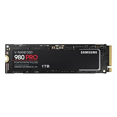 Afbeelding van Samsung 980 PRO M.2 NVMe SSD (MZ V8P1T0BW), 1 TB, PCIe 4.0, 7,000 MB/s Read, 5,000 Write, Internal Solid State Drive