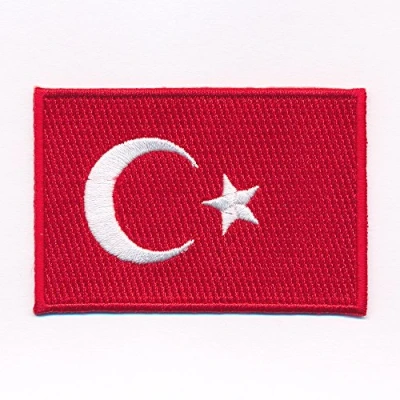Afbeelding van 80 X 50 mm Turkije vlag Türkiye Cumhuriyeti patch opstrijkbaar 0633