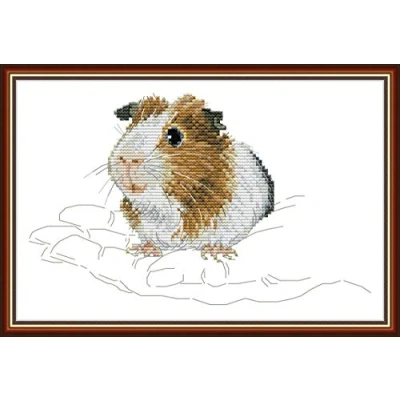 Afbeelding van Kruissteekkits gestempeld, OWN4B cavia in de palm bedrukt patroon 11CT 14,6x9,4 inch DIY borduurpakket (cavia)