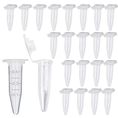 Afbeelding van HUAZIZ Microcentrifugebuisjes, reactievaatjes 0,5 ml, transparante, kunststof centrifuge reageerbuisjes, voor monsteropslag, flacon met kliksluiting, conische bodem, 300 stuks