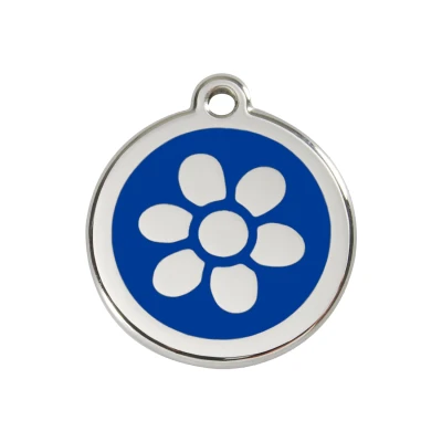 Afbeelding van Flower Navy roestvrijstalen hondenpenning medium/gemiddeld dia. 3 cm RedDingo