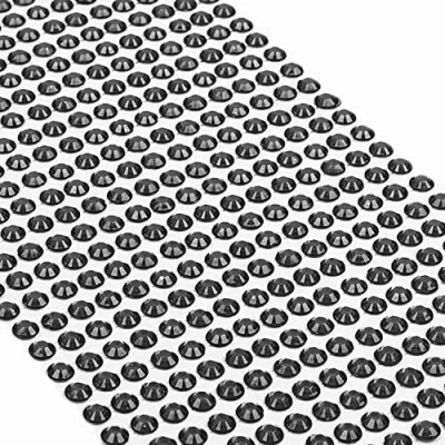 Afbeelding van Movoja Zwarte strass steentjes, ronde glitterstenen, 147 stuks, 10 mm, zelfklevend om te versieren en knutselen, sierstenen op plakken, decoratieve stenen, knutselstenen, zwart