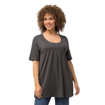 Afbeelding van Ulla Popken Tshirt basic, Dames, Maat: 50/52, Anthracite