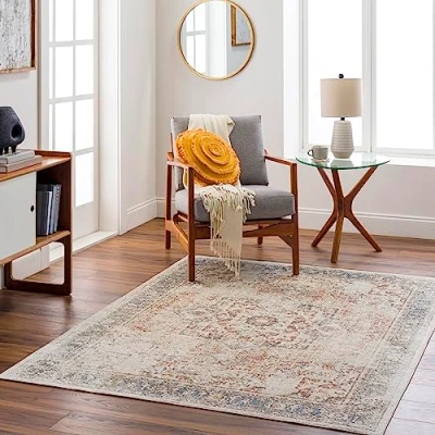Afbeelding van Surya Bridgetown tapijt, wasbaar in wasmachine vintage voor woonkamer, eetkamer, keuken traditionele tapijten, Oosters boho groot, 160 x 213 cm, bruin