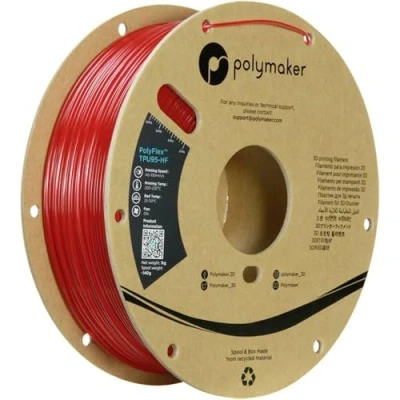 Afbeelding van Polymaker PolyFlex TPU 95A High Speed Filament 1.75 mm Translucent Red 1 Kg