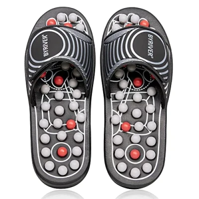 Afbeelding van BYRIVER Reflexologie Voetmassageapparaat, Acupressuur Massage Slippers Schoenen Sandalen, Verlichting van lage rugpijn, Cadeau voor mannen vrouwen (02M)
