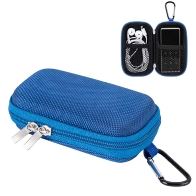 Afbeelding van AGPTEK MP3 Player case draagbare schelpschaal met metalen karabijnclip, Tasche(Innenmaß: 9 * 4.5 1.5CM), blauw