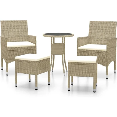 Afbeelding van vidaXL 5 delige Loungeset poly rattan beige
