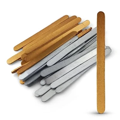Afbeelding van Netuno 40 stuks houten stokjes zilver en goud 11,4 cm gekleurde ijsstokjes spatels knutselen platte om te knutselen, decoreren, doe het zelf kleurrijke knutselstokjes,