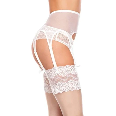 Afbeelding van GLAMORY Garter Belt kousenhouder voor dames, 100 denier, wit, L