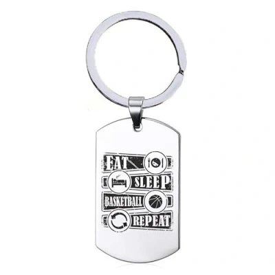 Afbeelding van Sleutelhanger RVS Eat Sleep Basketball Repeat