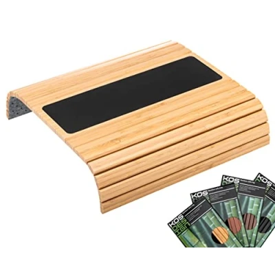 Afbeelding van Bamboe dienblad tafel voor over de Armleuning van bank of stoel, met Anti Slip.De Natuurlijke Kleur Past Goed in elk Interieur.