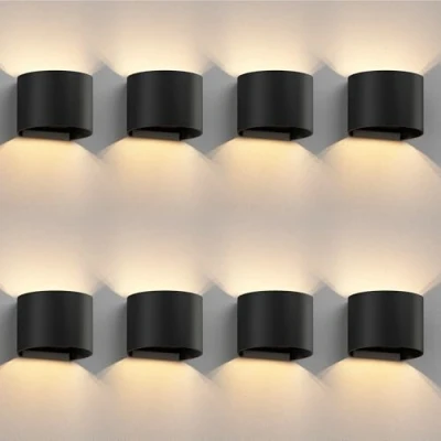 Afbeelding van ledscom.de 8 stuks wandlamp RUNEL voor buiten, IP65, up/downlight, matzwart, rond, 1x G9 max. 10W
