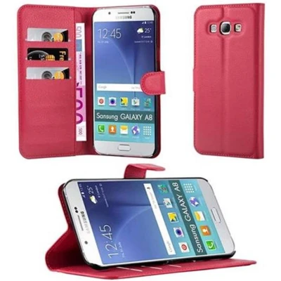 Afbeelding van Cadorabo Hoesje geschikt voor Samsung Galaxy A8 2015 in KARMIJN ROOD Beschermhoes met magnetische sluiting, standfunctie en kaartvakje Book Case Cover Etui