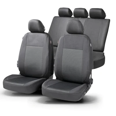 Afbeelding van Premium Autostoelbekleding Ardwell met Zipper ZIPP IT, Autostoelhoes set, 2 stoelbeschermer voor voorstoel, 1 achterbank zwart/grijs
