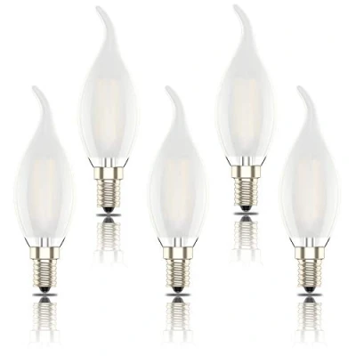 Afbeelding van E14 Led kaarslampen, Frosted Flame gloeidraad, SES C35 Small Edison gloeilamp, 4W (40W equivalent), warm wit 2700K, pak van 5